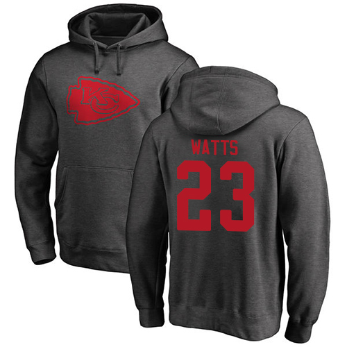 Men Kansas City Chiefs #23 Watts Armani Ash One Color Pullover Hoodie